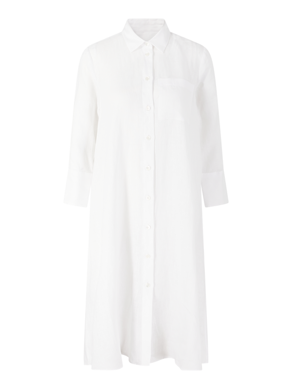 Hemdblusenkleid 'Lena' aus Leinen Weiß