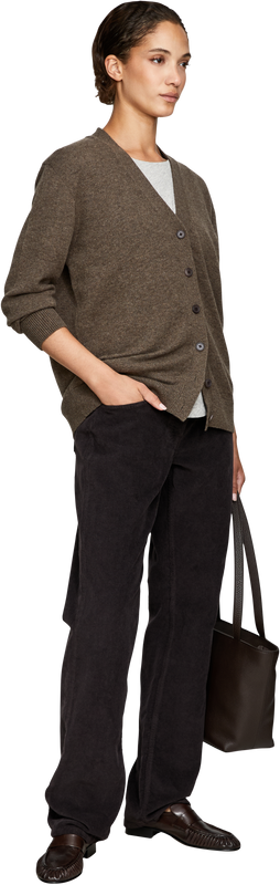 'Pelagia' Brown Cashmere Cardigan