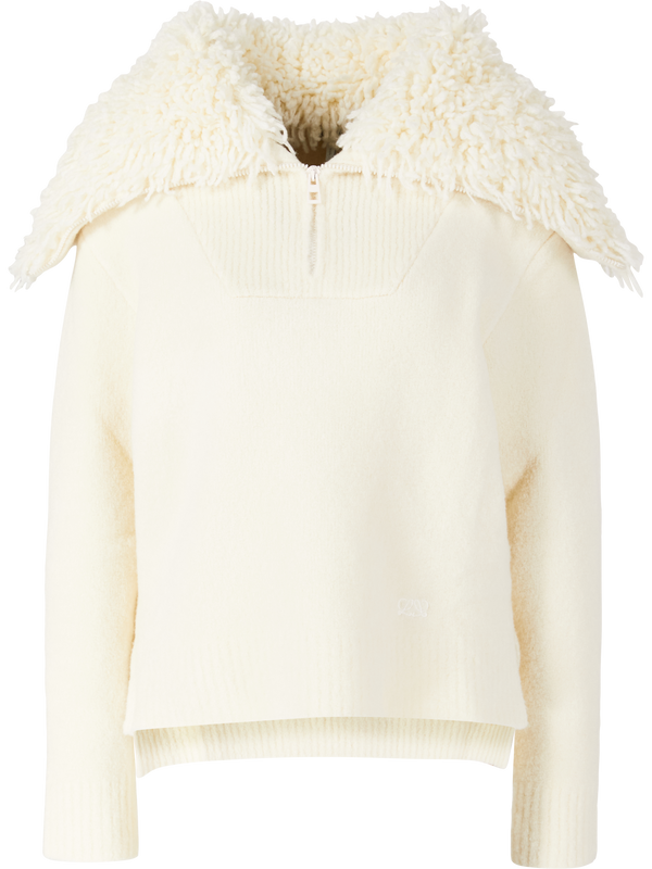 Wollpullover mit hohem Kragen Crème