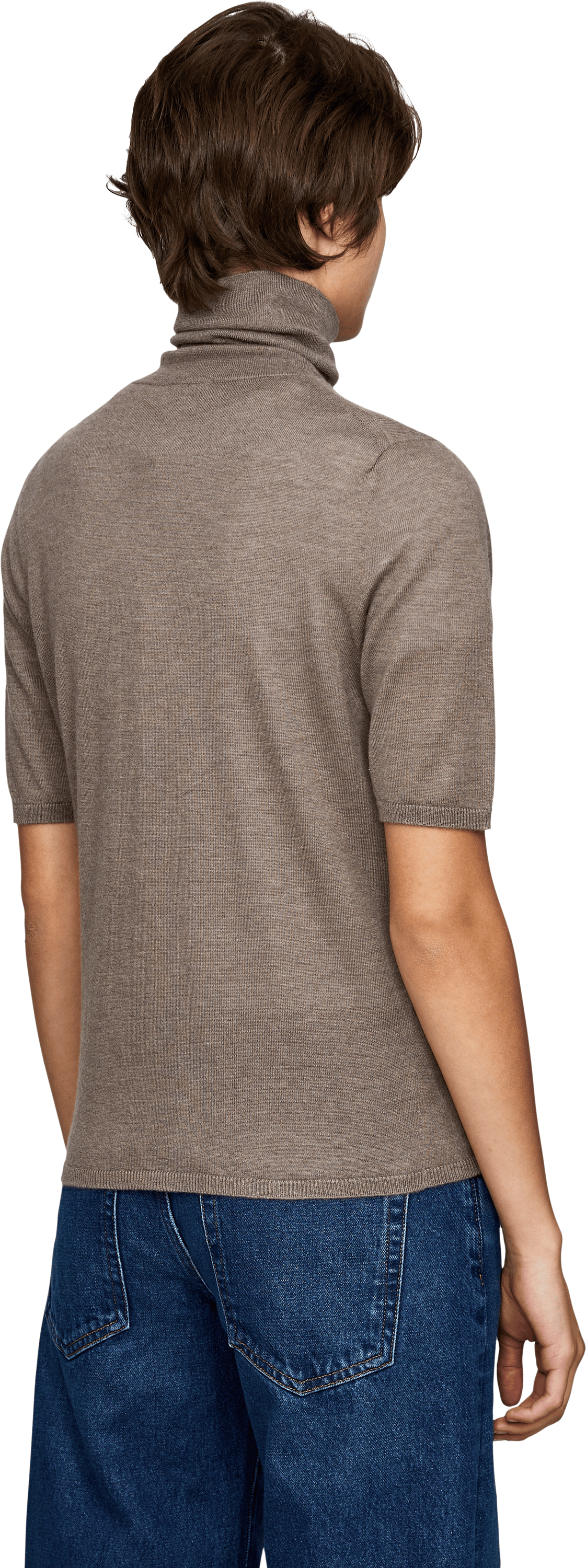 Iris von Arnim 'Rockdale' short-sleeved cashmere jumper in Taupe Del, Back view – UNGER.DE