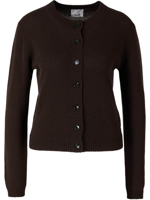 Cashmere-Strickjacke Dunkelbraun