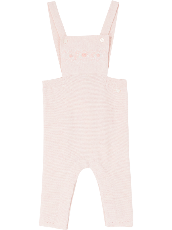 Latzhose mit floraler Stickerei Rosé 