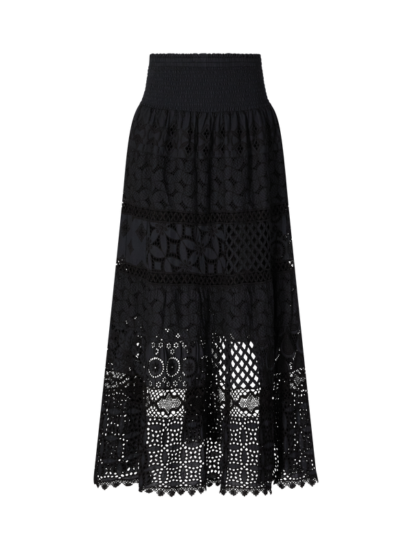 Maxirock 'Cedro' mit Lochstickerei Schwarz