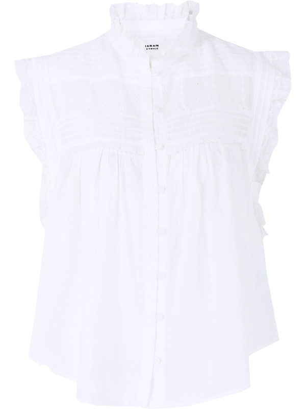 Bestickte Bluse 'Dersia' Weiß