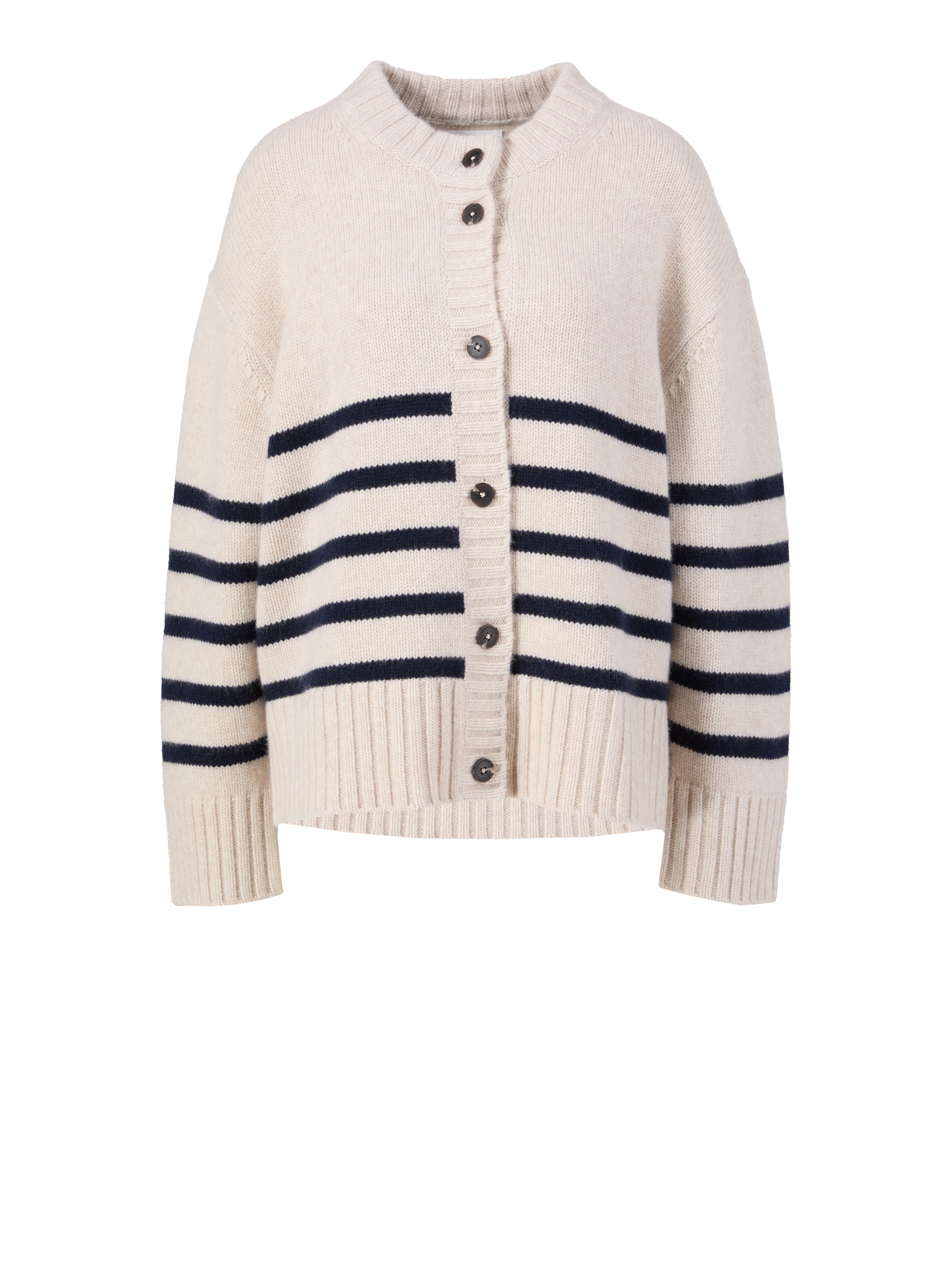 Gestreifte Cashmere-Strickjacke 'Betty' Crème/Marineblau