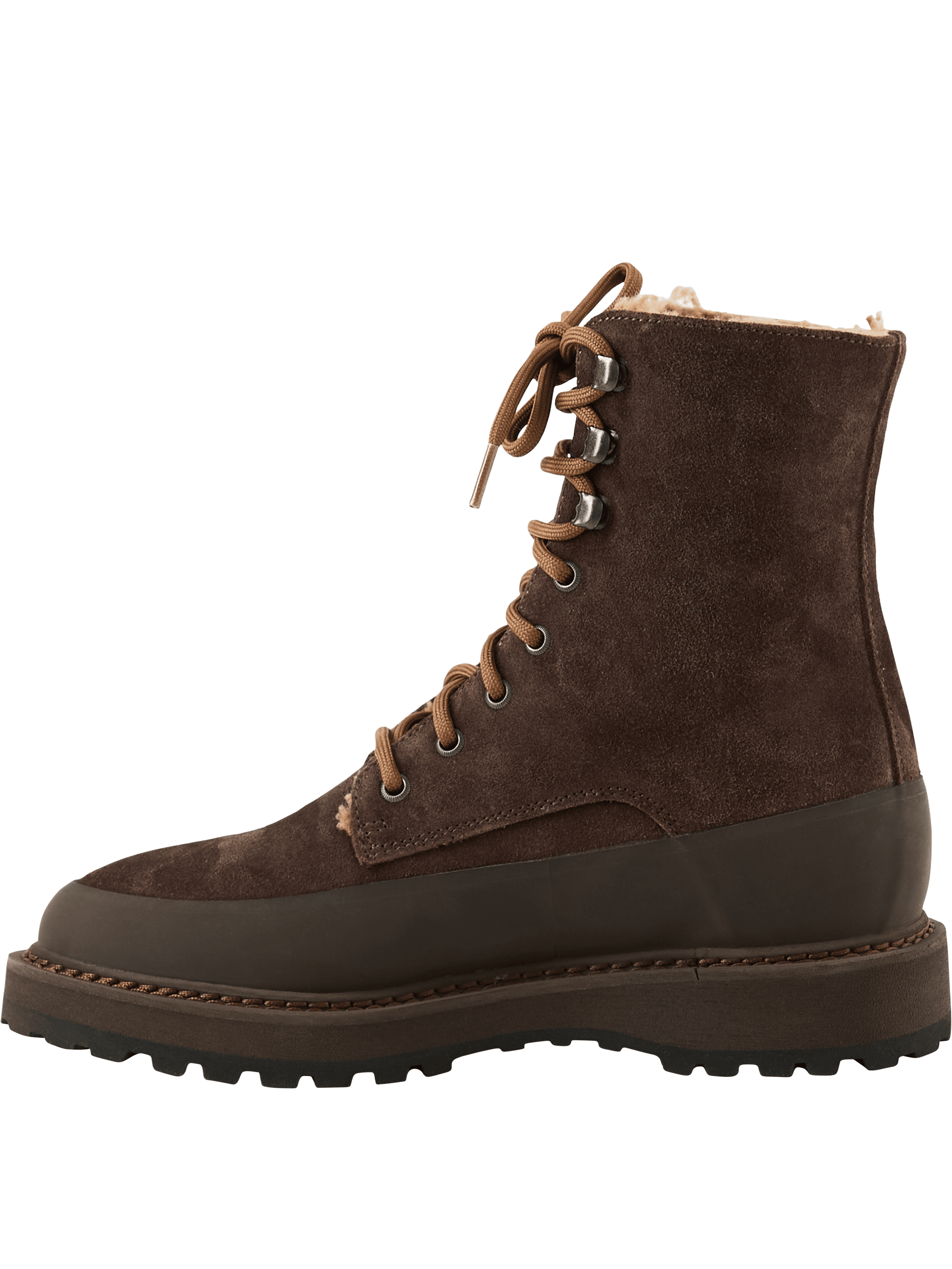 Le Monde Béryl Schnürstiefel 'Dolomite' aus Veloursleder Dunkelbraun, Frontansicht – UNGER.DE
