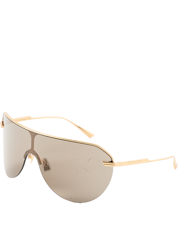 'Shield' Oversized Sunglasses in Gold