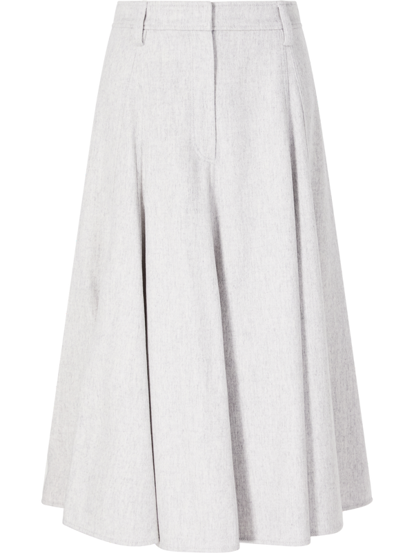 Mottled wool midi skirt light grey