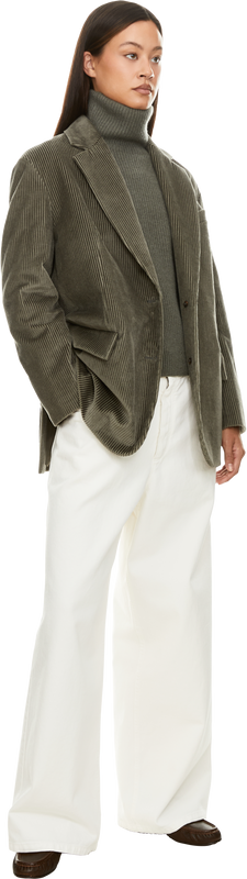 Corduroy blazer with Monili pearls, olive green