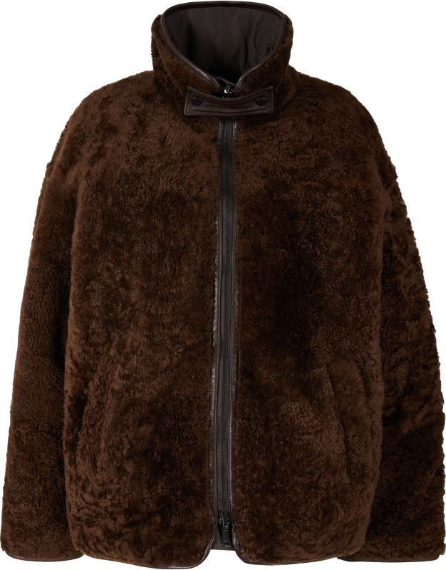 Reversible lambskin jacket dark brown