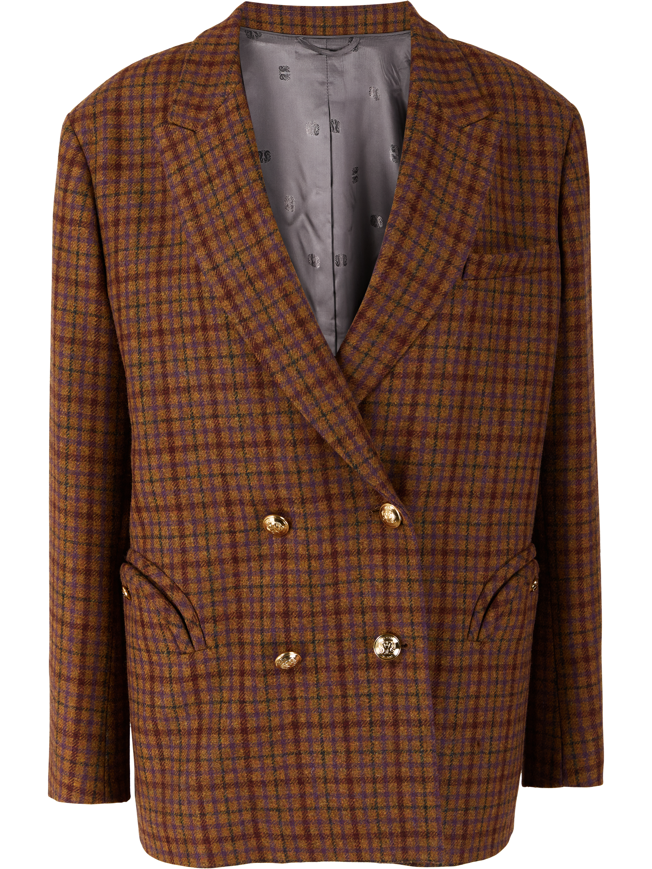 Blazé Milano Karierter Wollblazer 'Sweet Sea Nightbreak' Braun, Produktansicht – UNGER.DE