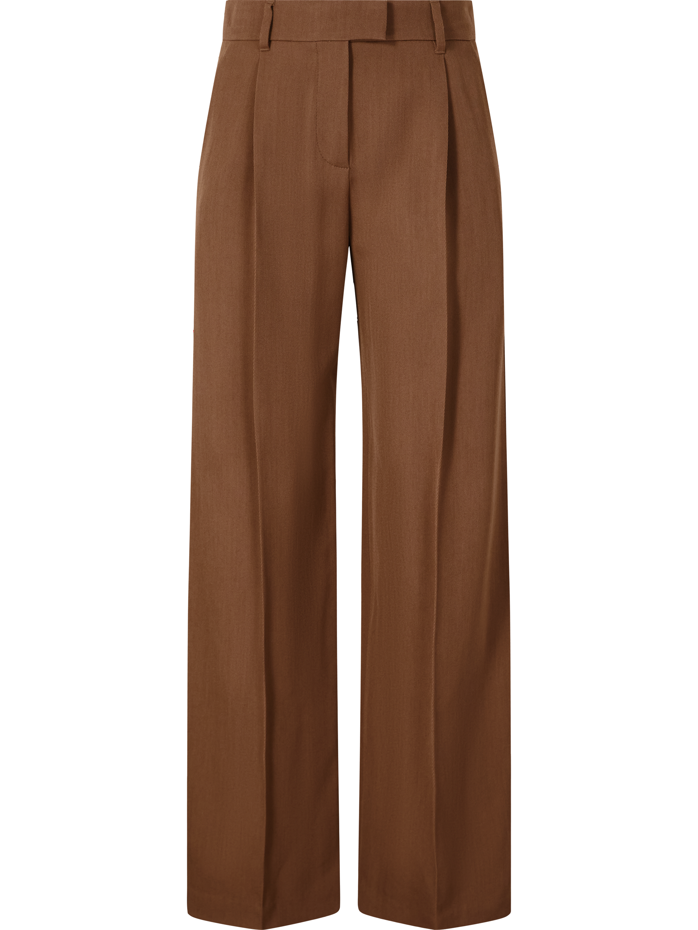 Weite Bundfaltenhose aus Wolle Braun