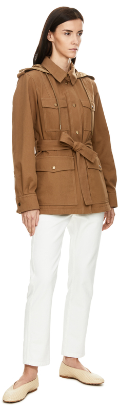 Feldjacke 'Centaurea' mit Kapuze aus Gabardine Braun