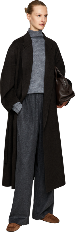 Cashmere-Matenl 'Cadix' mit Bindegürtel Dunkelbraun