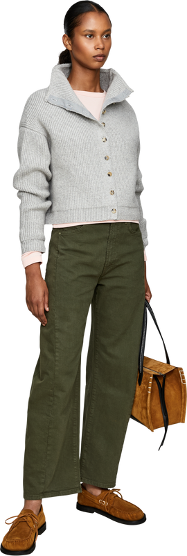 'Marjorie' cashmere cardigan with a stand-up collar grey