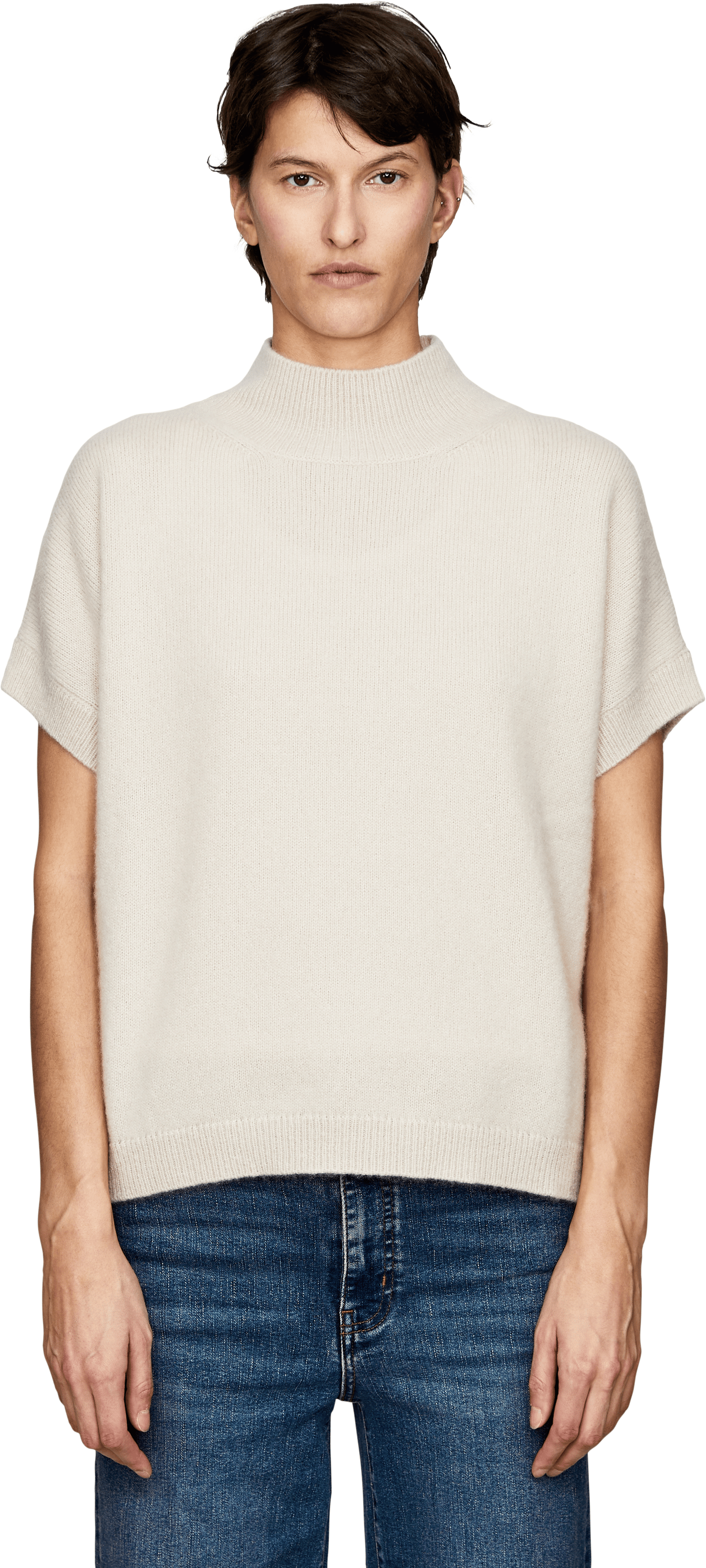Iris von Arnim 'Krissy' Alabaster cashmere and silk jumper, Front view – UNGER.DE