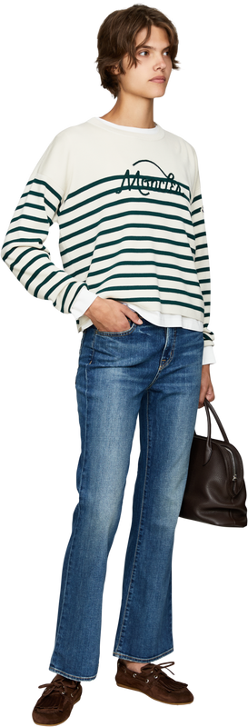 Striped woollen jumper in cream