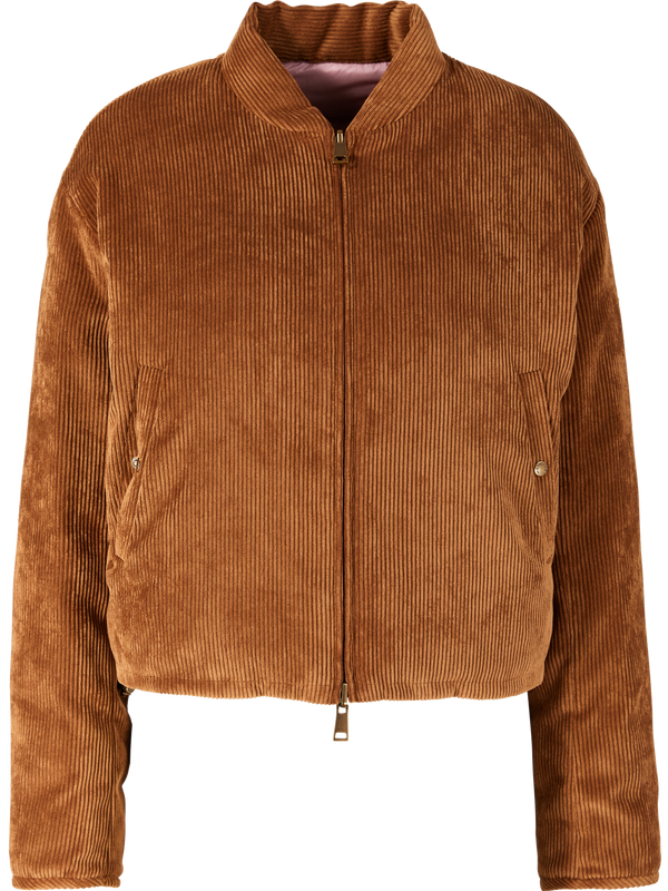 Reversible corduroy and down jacket 'Blageon' in cognac