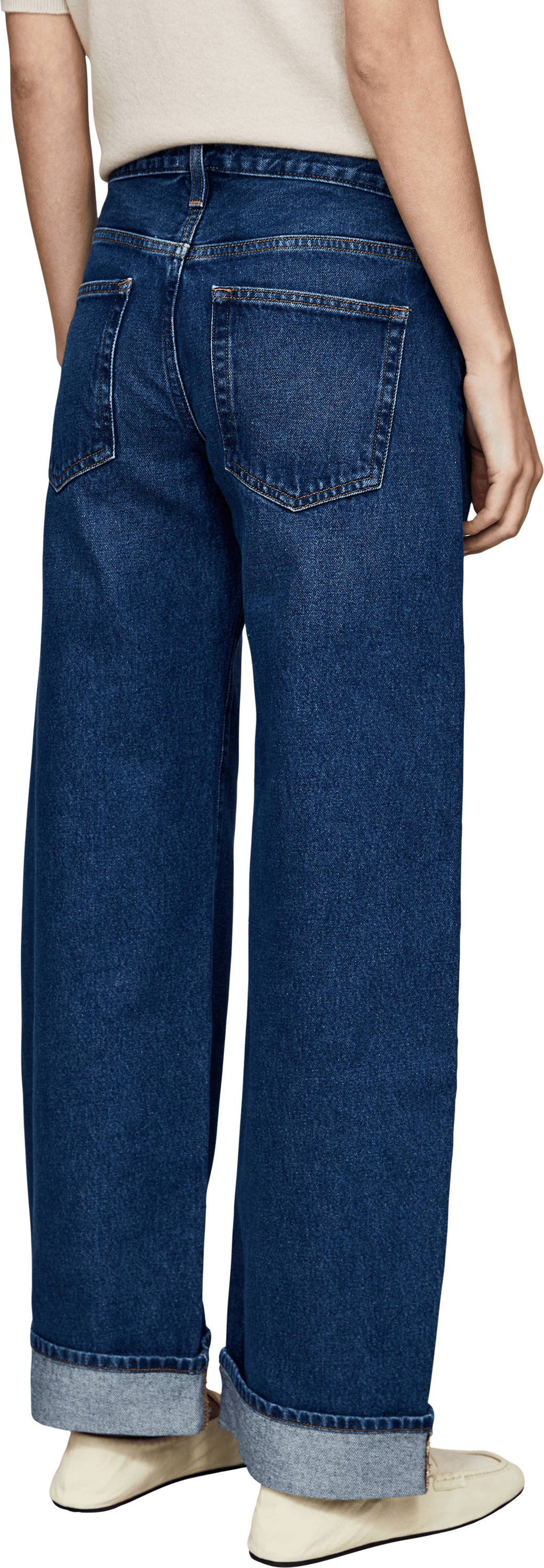 Frame Straight-Leg Jeans 'The Cuffed Low Bow' Dunkelblau, Rückansicht – UNGER.DE