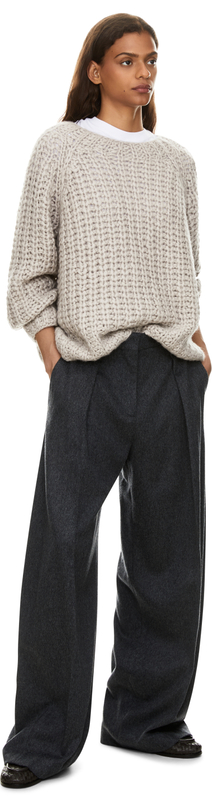 Handgestrickter Cashmere-Seidenpullover 'Valencia' Kitt