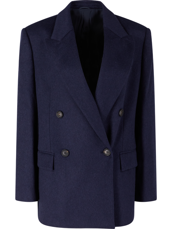 Wool blazer with Monili pearls, navy blue