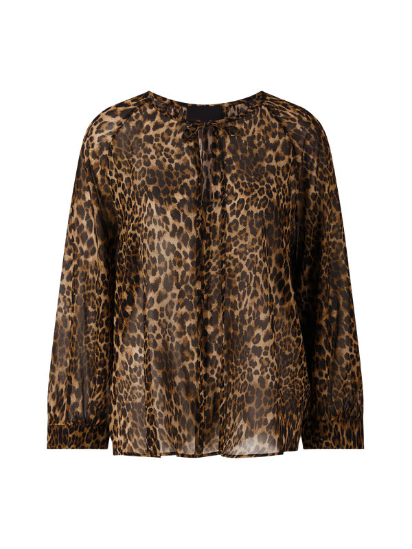 Seidenbluse 'Acadia' mit Leopardenmuster Braun