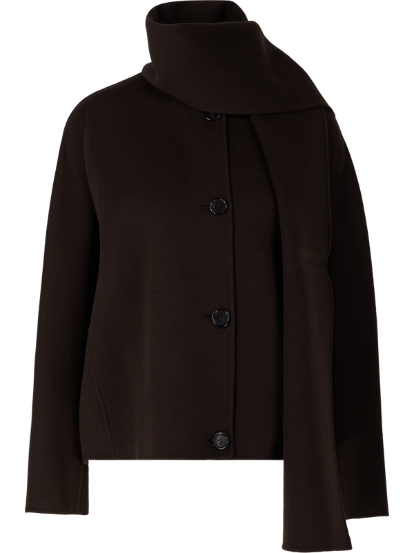 Cropped-Jacke 'Kate' aus Wollloden Dunkelbraun
