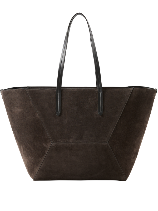 Shopper aus Veloursleder Dunkelbraun