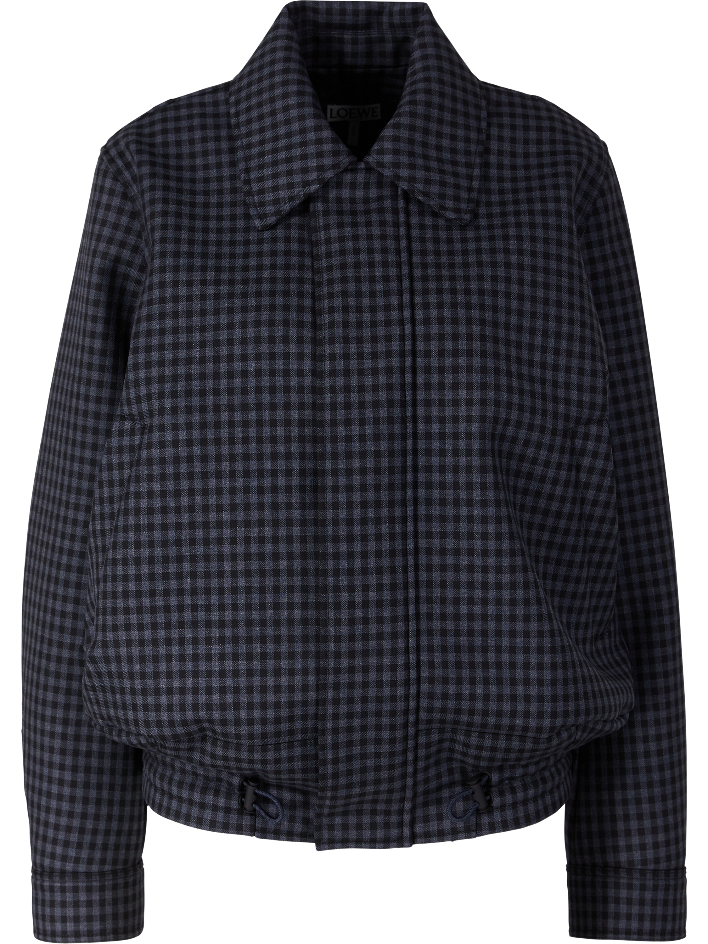 Karierte Jacke mit Kordelzug Dunkelblau