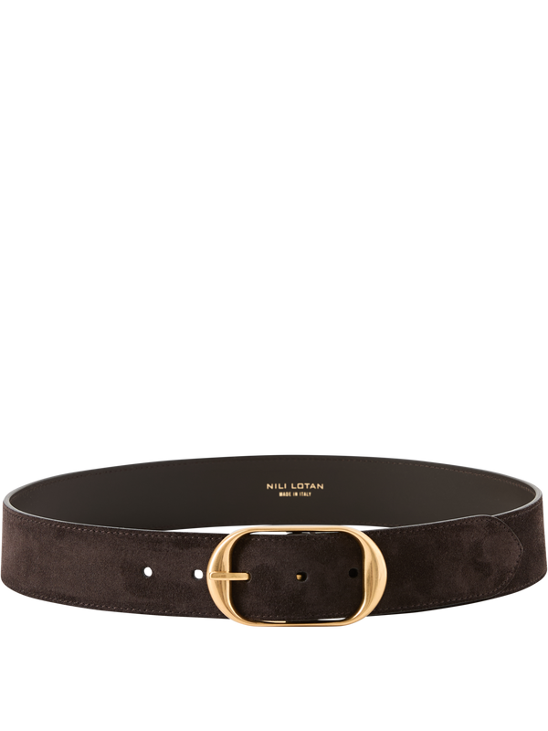'Nili' suede leather belt espresso