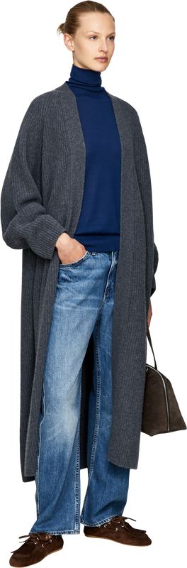 Long grey cashmere cardigan