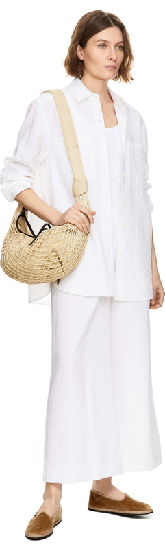 Seidenbluse 'Nemesia Crashed' mit Crinkle-Optik Bianco