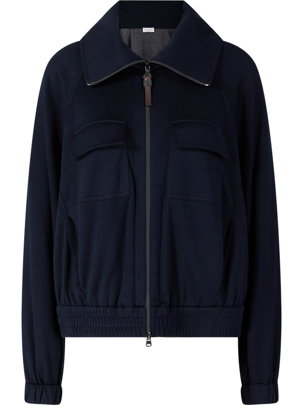 Cotton-silk jacket navy blue