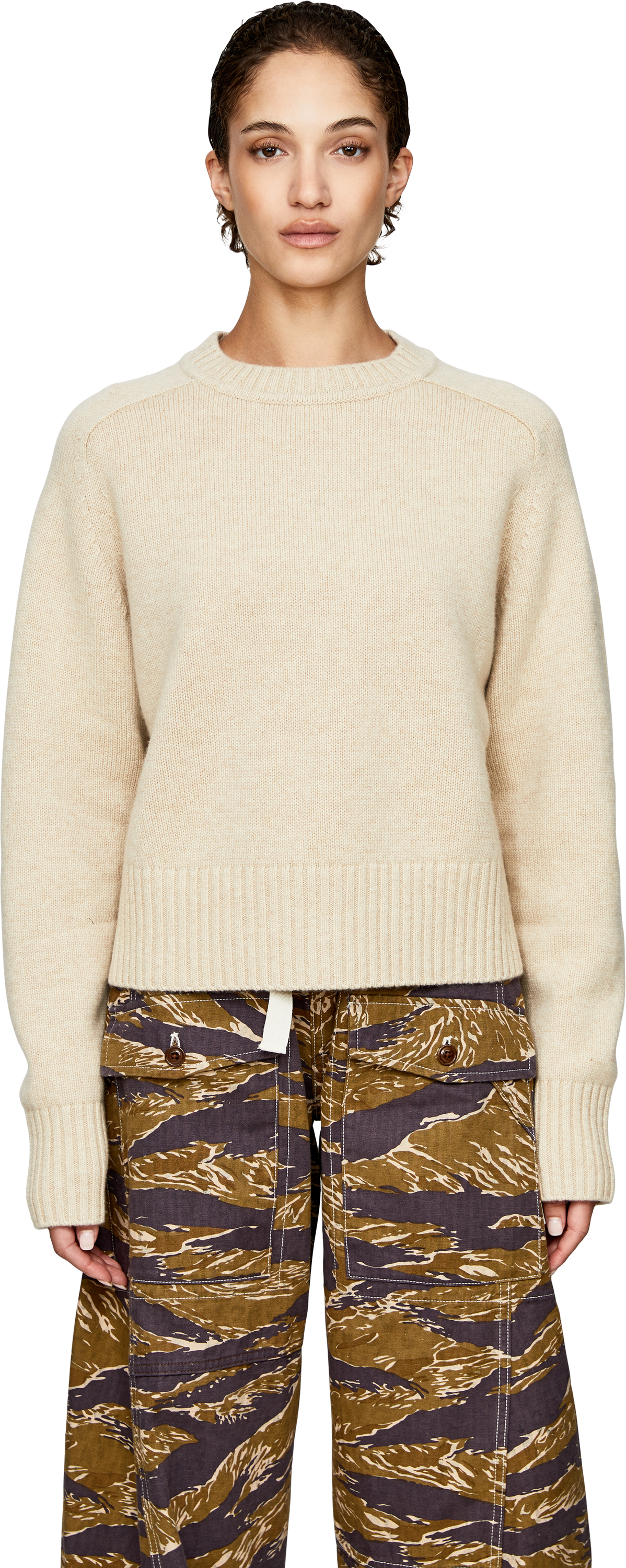 extreme cashmere x Cashmere-Rundhalspullover 'Please' Beige, Frontansicht – UNGER.DE