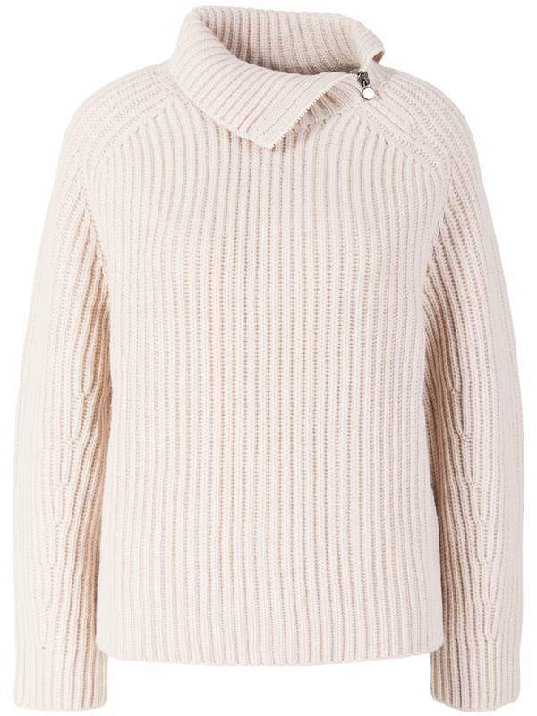 'Poseia' cashmere jumper with stand-up collar, Alabaster