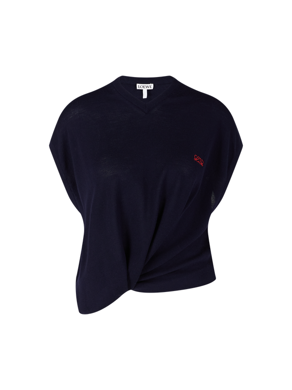 Wollpullover 'Draped' Marineblau