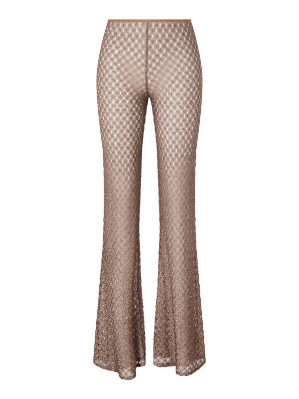 Marlenehose aus Lamé-Viskose Braun