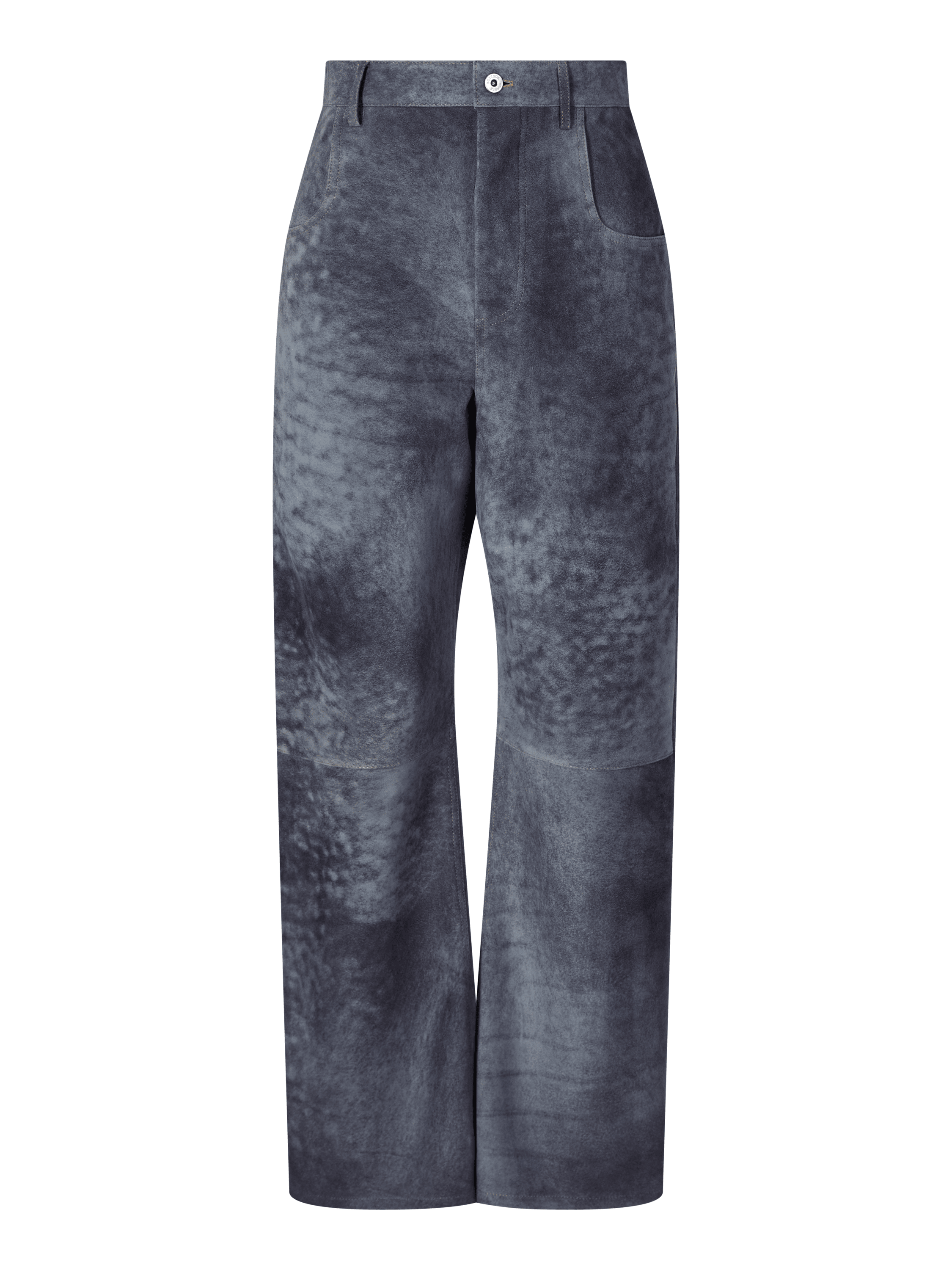 Velourslederhose mit wolkigem Finish Blau