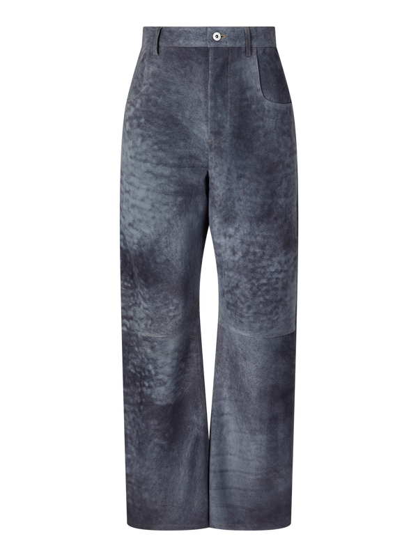 Velourslederhose mit wolkigem Finish Blau