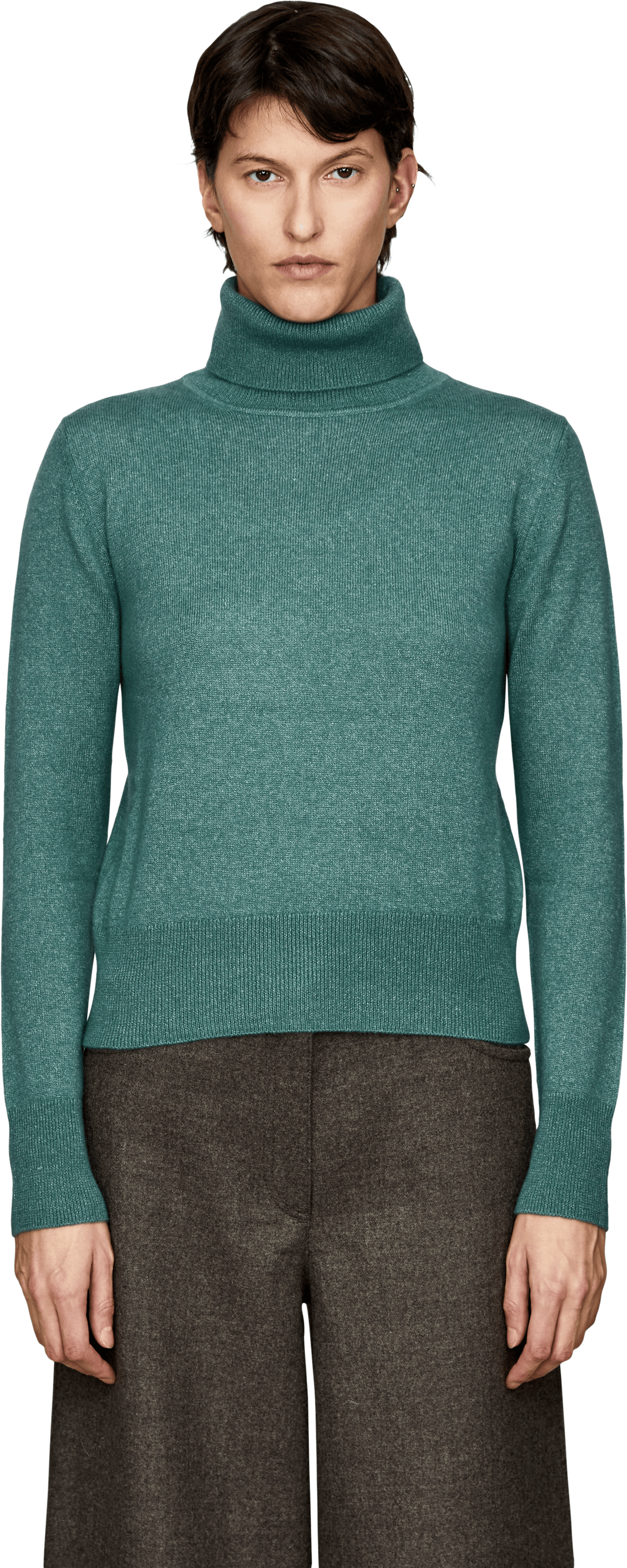 Iris von Arnim Cashmere-Seidenpullover 'Neris' mit Rollkragen Fern, Front view – UNGER.DE