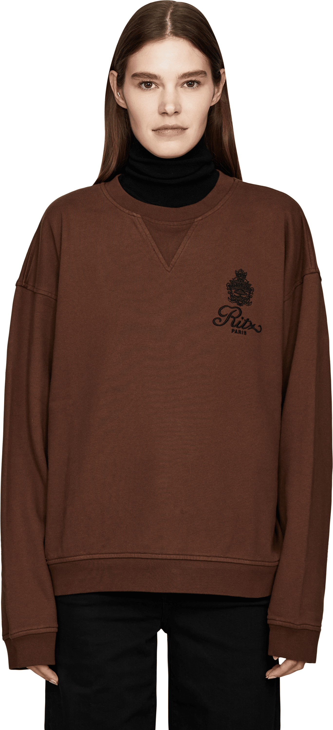 Frame Sweatshirt 'Frame x Ritz Paris' Unisex Braun, Frontansicht – UNGER.DE