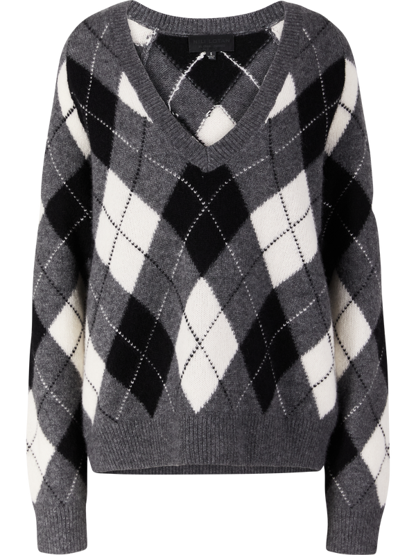 Cashmere-Seidenpullover 'Feron Argyle' Grau