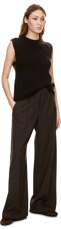 Ärmelloses Cashmere-Seidentop 'Jyll Embroidery' Schokolade