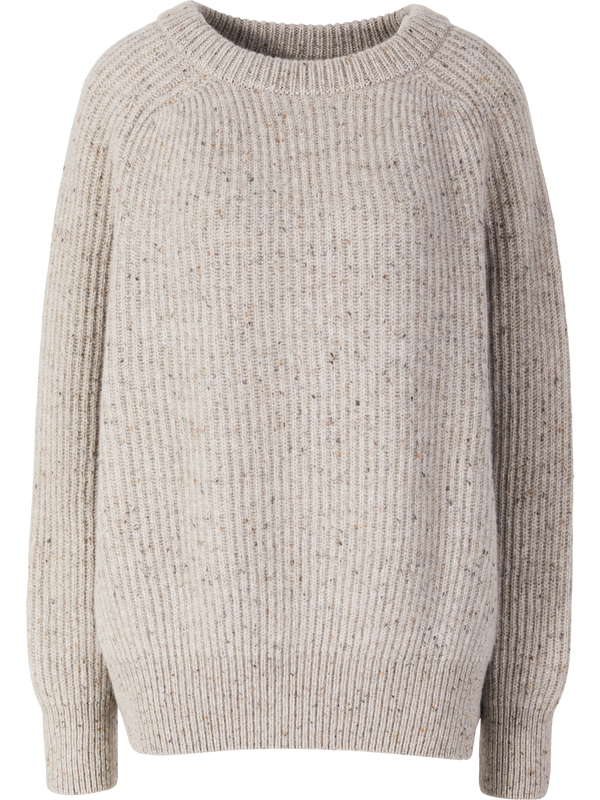 'Norah' oversized jumper in Donegal cashmere, beige