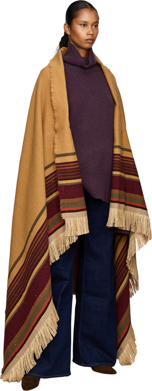 'Grottesco' silk and wool plaid wrap, multicoloured