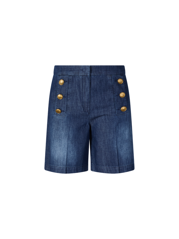 Shorts 'Bridget' mit dekorativen Knöpfen Marineblau