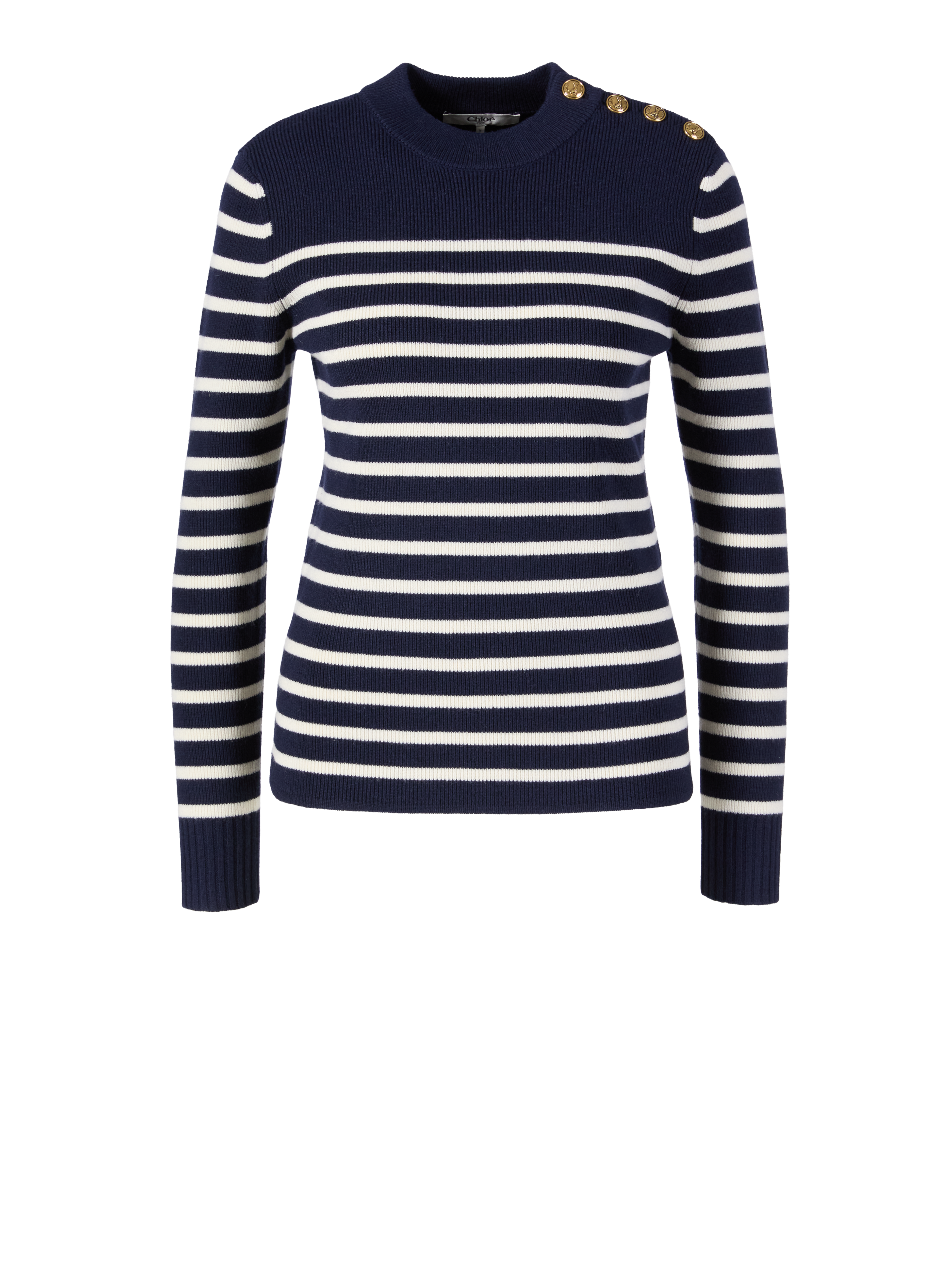 Striped wool cashmere sweater navy blue/white