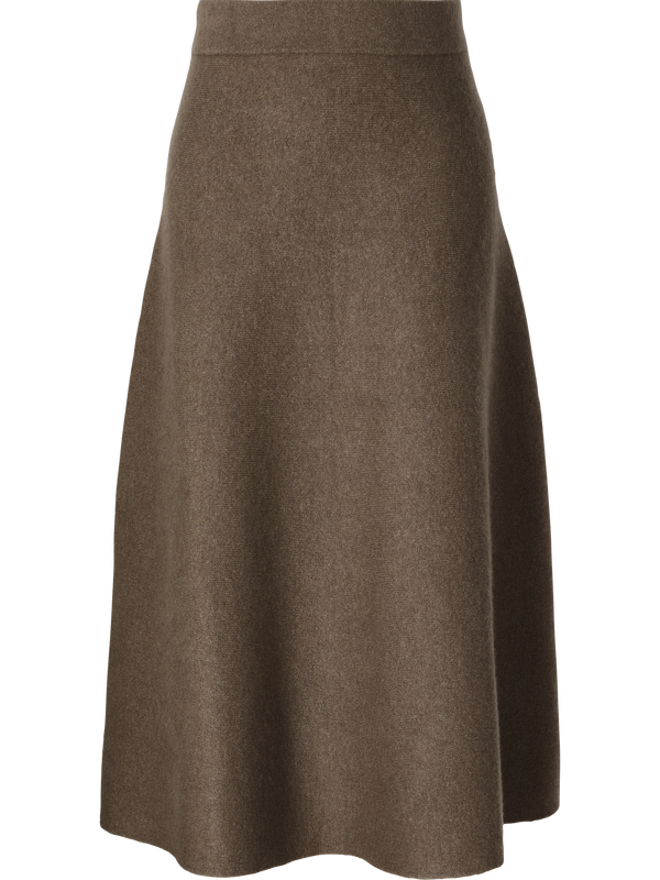 Flared cashmere and silk skirt ‘Danea’ in taupe and alabaster
