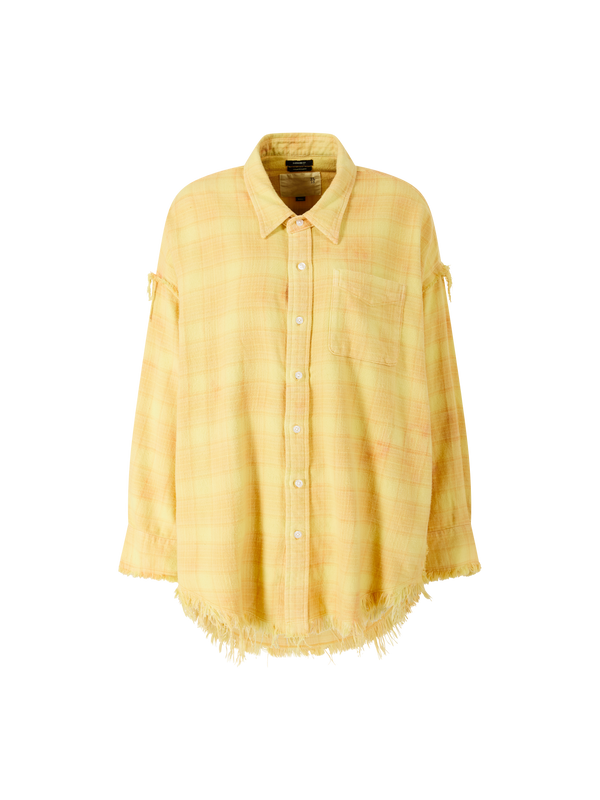 Kariertes Hemd 'Shredded Seam' Gelb