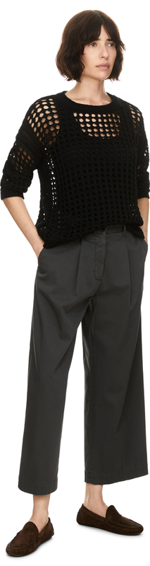 Pullover 'Febe' mit Lochstrickmuster Schwarz